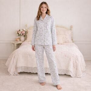 Mary Engelbreit Vintage Pajama Set Women’s Small Floral Stripe 2-Piece Sleepwear